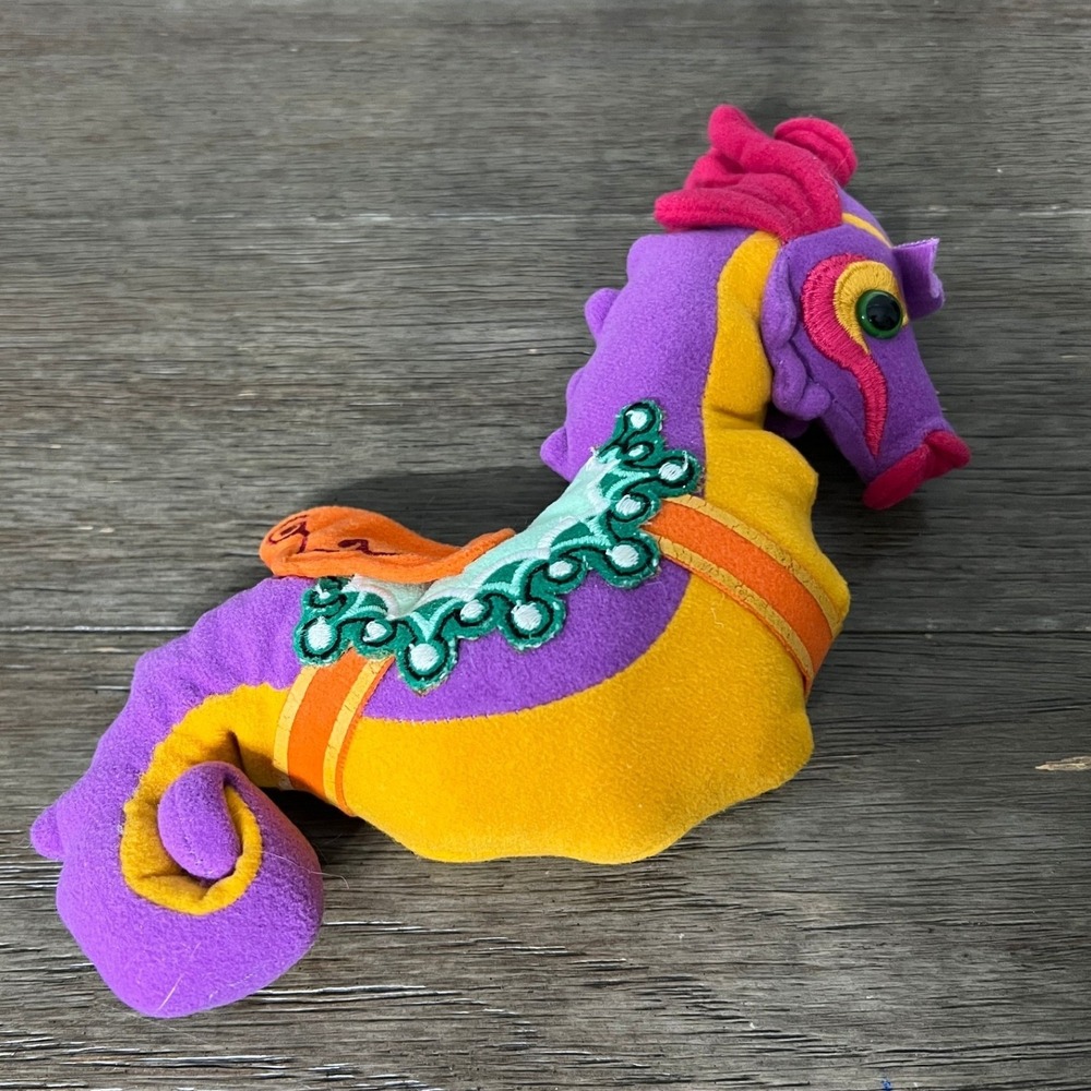 Carousel Seahorse Stuffed Animal‎ Plush Toy Purple Gold Kids Room Decor